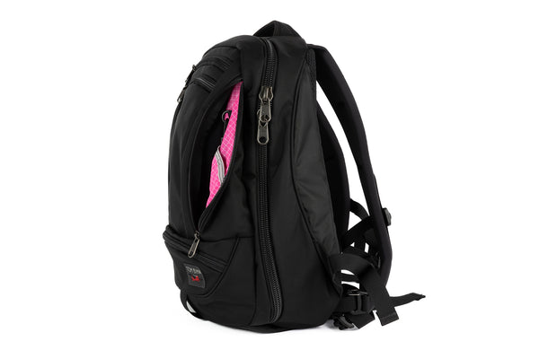 Synik 22 in Black Ballistic with Cerise (pink with white grid) Halcyon interior.